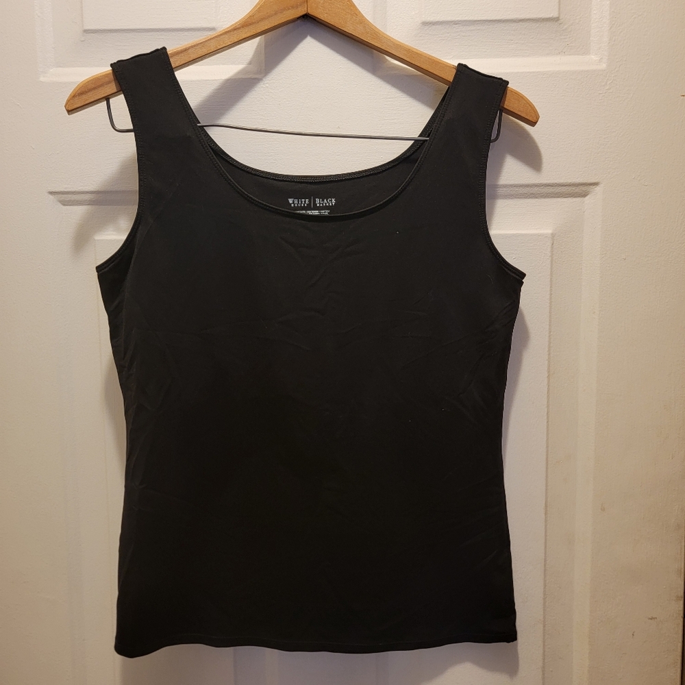 White House Black Market Black Tank Top Built in Shelf Bra Size Large